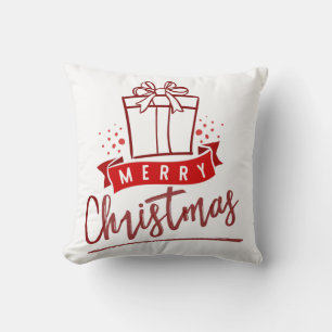 Coussin Joyeux Noël Typographie Cadeau Bourgogne Présent