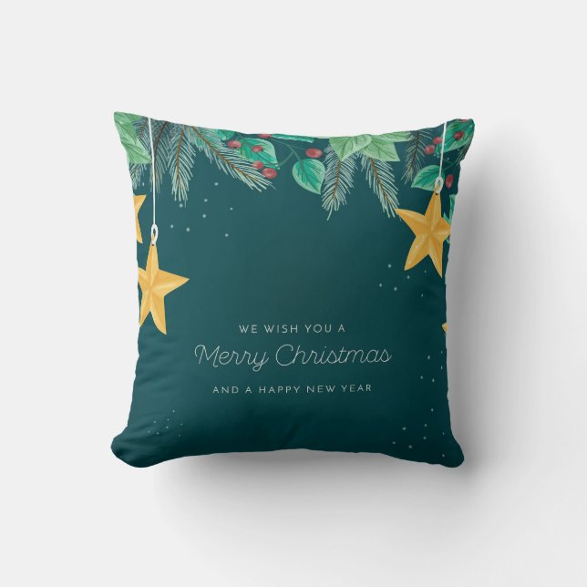 Coussin Joyeux Noël vert et une bonne bannière du Nouvel A (Recto)