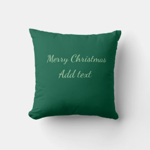 Coussin Joyeux Noël vert fond simple solo férié
