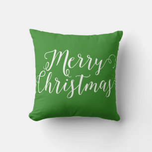 Coussin Joyeux Noël vert Noël blanc