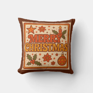 Coussin Joyeux Noël vintage des années 1970
