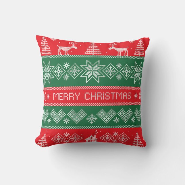 Coussin Joyeux Noël : vintage motif festif. (Recto)