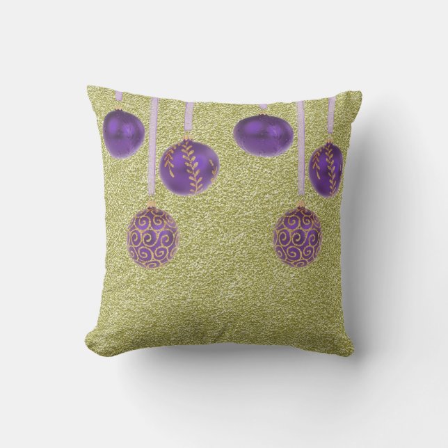 Coussin Joyeux Noël violet Baubles Parties scintillant Cou (Recto)