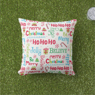 Coussin Joyeux Noël Whimsical moderne Jolly Typographie