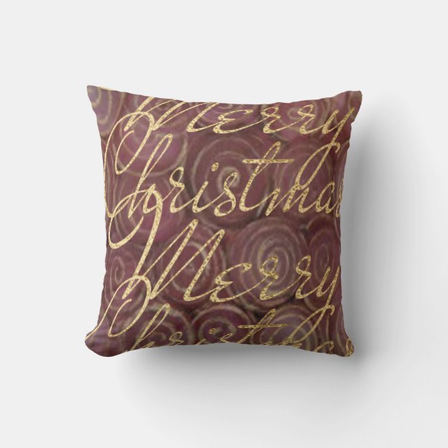 Coussin Joyeux NoëlRouge cramoisi et Or (Recto)