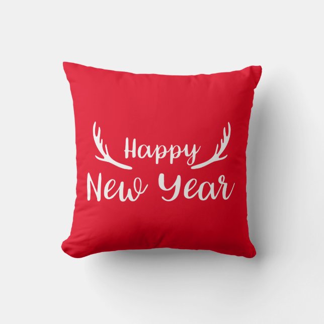 Coussin Joyeux Nouvel An bois de cerf (Recto)