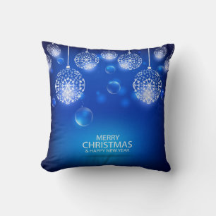 Coussin Joyeux Nouvel An Joyeux Noël Ornament Bleu