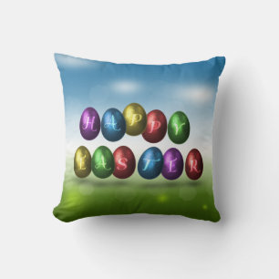 Coussin Joyeux Oeufs de Pâques colorés
