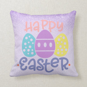 Coussin Joyeux Oeufs de Pâques Printemps pourpre