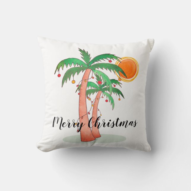 Coussin Joyeux palmiers de Noël  (Recto)