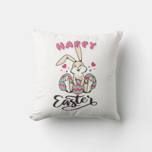 Coussin Joyeux Pâques du charmant lapin de Pâques