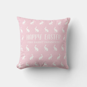 Coussin Joyeux Pâques. Fille Motif de la ferme de lapin ro
