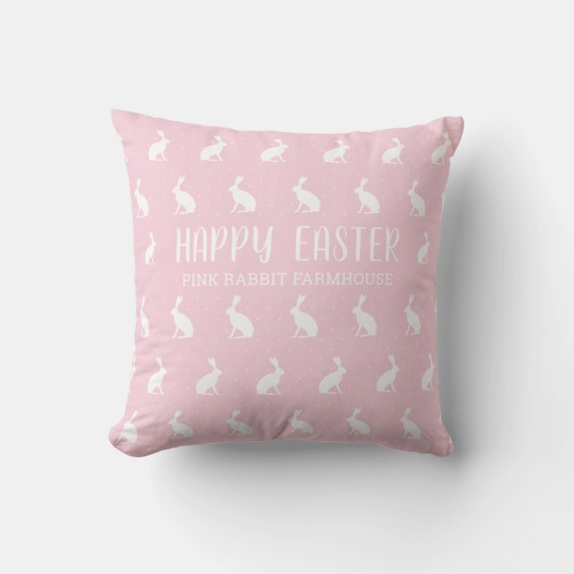 Coussin Joyeux Pâques. Fille Motif de la ferme de lapin ro (Recto)