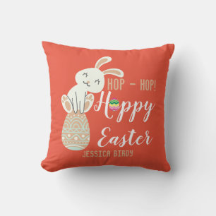 Coussin Joyeux Pâques, lapin de Pâques simple jolie famill