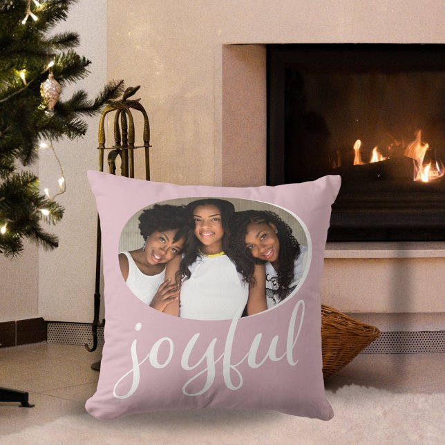 Coussin Joyeux Pastel Pink Script de Noël (Créateur téléchargé)