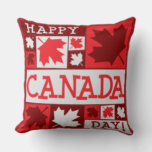 Coussin Joyeux Patriotique Fête du Canada Feuille d'érable