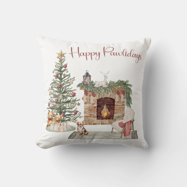 Coussin Joyeux Pawlidays Chien Design - Chihuahua (Recto)