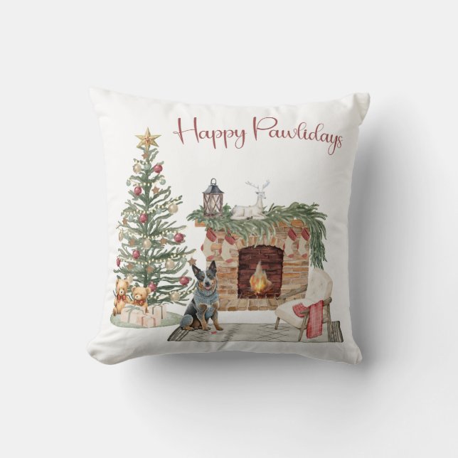 Coussin Joyeux Pawlidays Design de chien - Bouvier Austral (Recto)