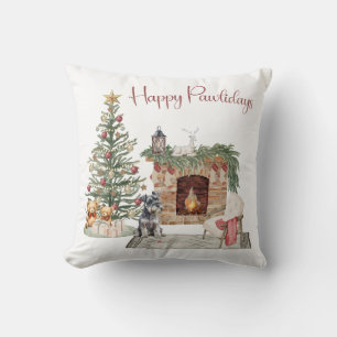 Coussin Joyeux Pawlidays Design de Chien - Schnauzer Nain