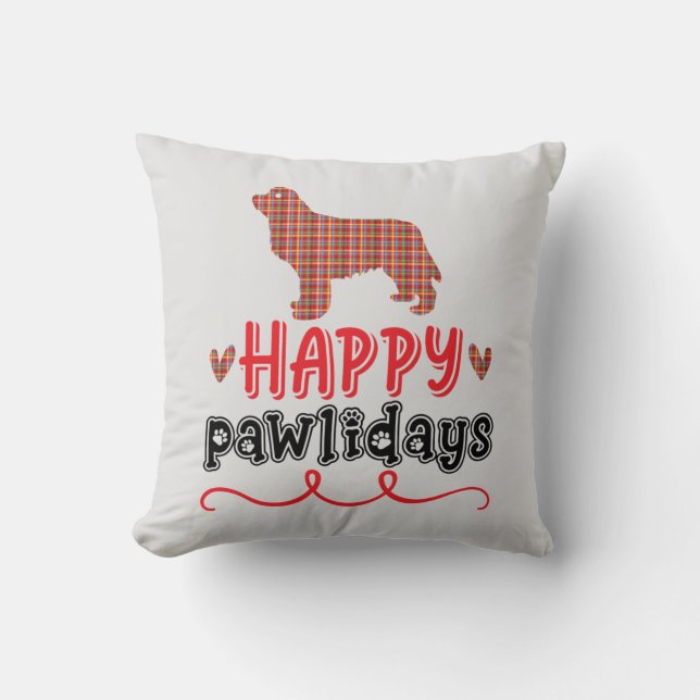 Coussin Joyeux Pawlidays | Jeu de mots amusant (Recto)