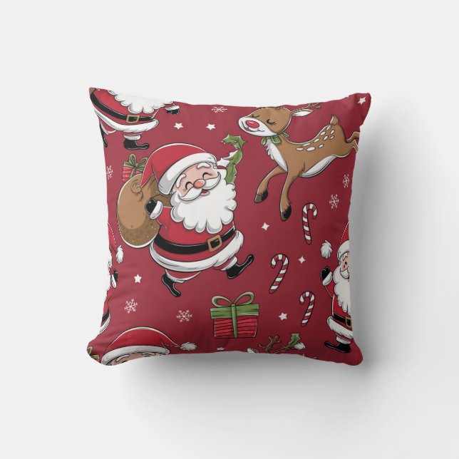 Coussin Joyeux Père Noël Motif rouge Noël (Recto)