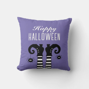 Coussin Joyeux pied de sorcière Halloween violet