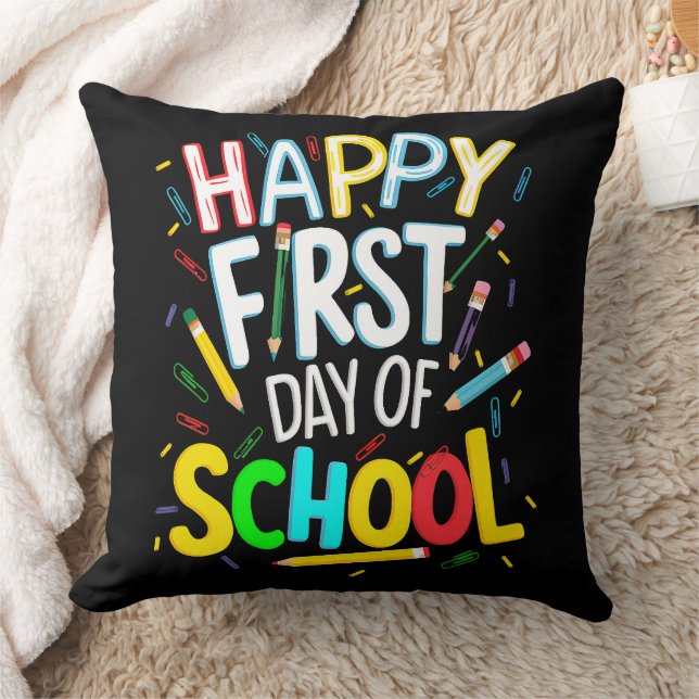 Coussin Joyeux premier jour de rentrée scolaire (Couverture)