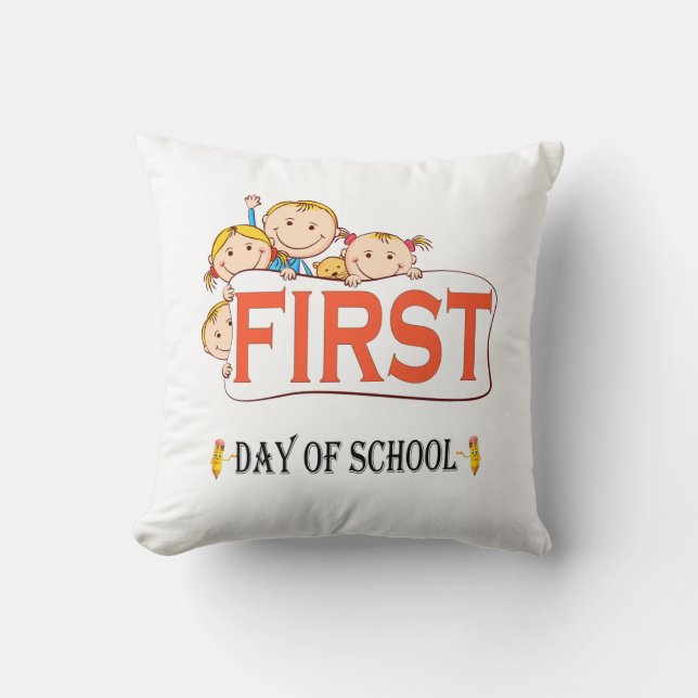 Coussin Joyeux premier jour d'école Retour à l'école bébé (Recto)