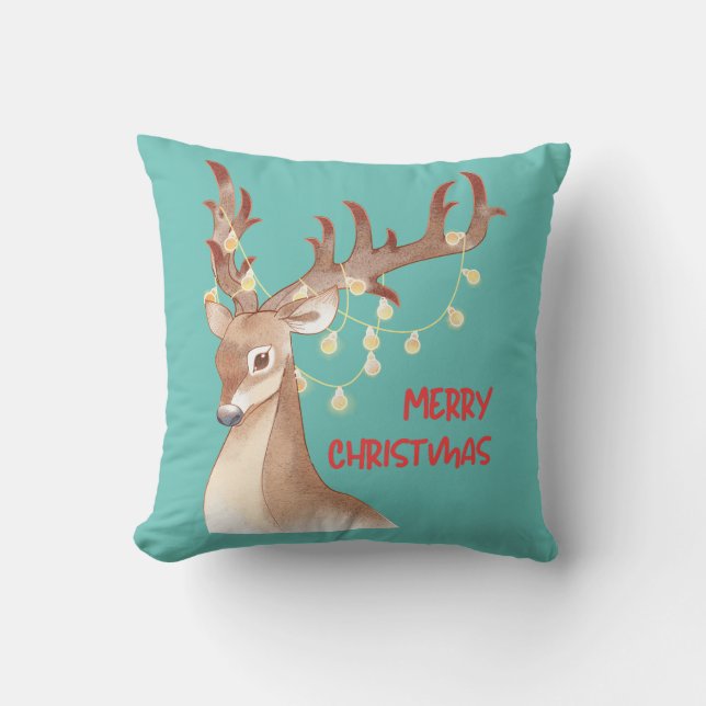 Coussin Joyeux rennes de Noël (Recto)