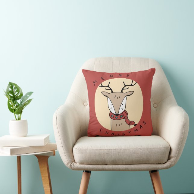 Coussin Joyeux rennes de Noël avec Écharpe avec lumières (Chaise)