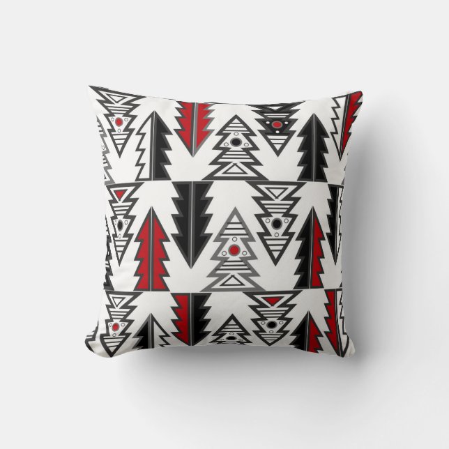 Coussin Joyeux sapin de Noël abstrait géométrique moderne  (Recto)