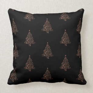 Coussin Joyeux sapin de Noël Motif noir Brown cuivre