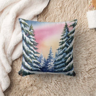 Coussin Joyeux sapins de Noël de luxe Rainbow Holiday