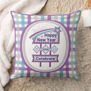 Coussin Joyeux signe du Nouvel An Retro - Célébrer la Marq
