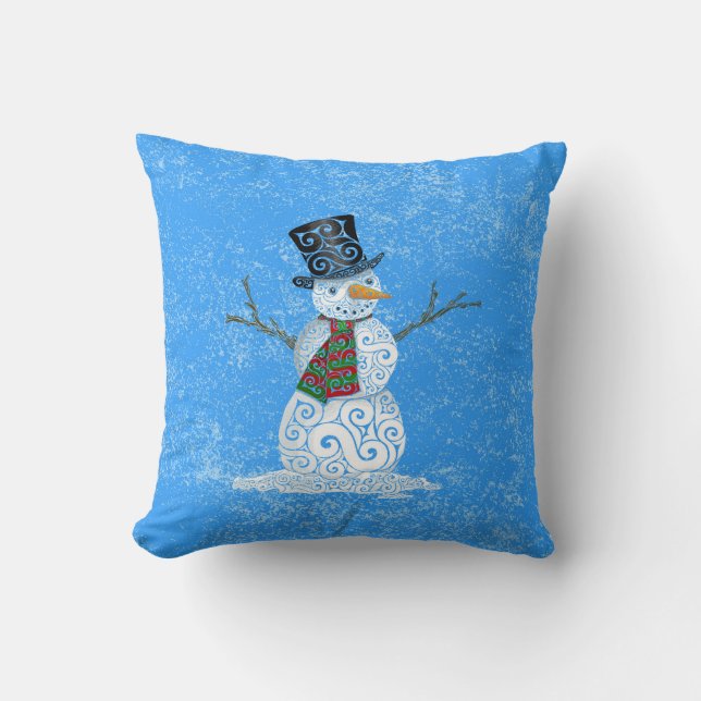 Coussin Joyeux Snowman Tourbillonnant (Recto)