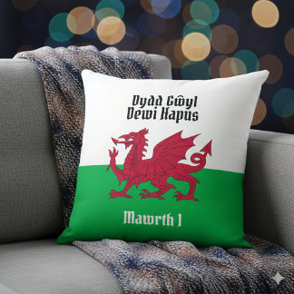 Coussin Joyeux St. David's Day Red Dragon Gallois Drapeau
