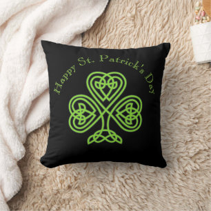 Coussin Joyeux St. Patrick's Day Shamrock celtique moderne