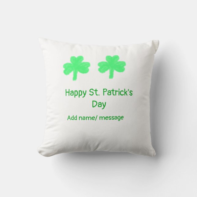 Coussin Joyeux St. Patrick's jour vert feuille de shamrock (Recto)