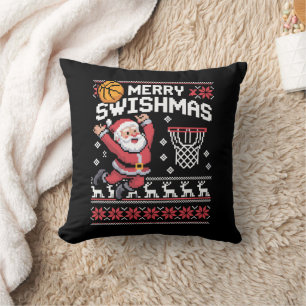 Coussin Joyeux Swishmas Basket Noël Moche Xmas 