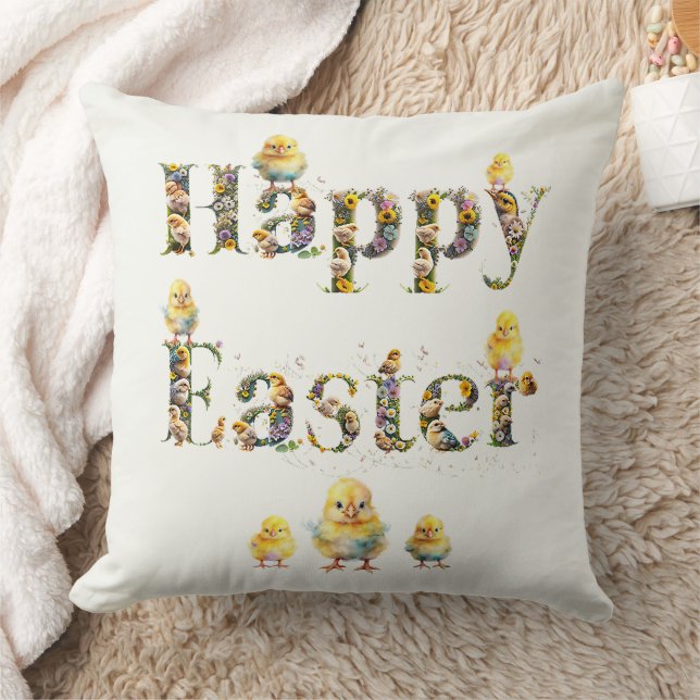 Coussin Joyeux texte décoratif de Pâques Chics bébé (Couverture)