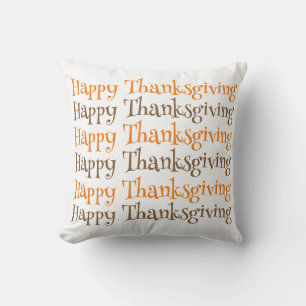 Coussin Joyeux Thanksgiving de l'automne marron et orange