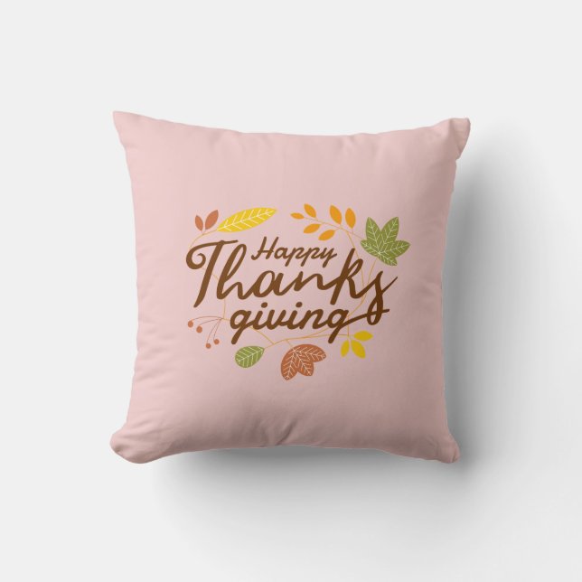 Coussin Joyeux Thanksgiving Moderne Décoration de feuille  (Recto)