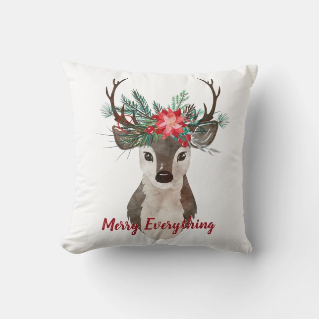 Coussin Joyeux tout aquarelle Deer Antler Bouquet (Recto)