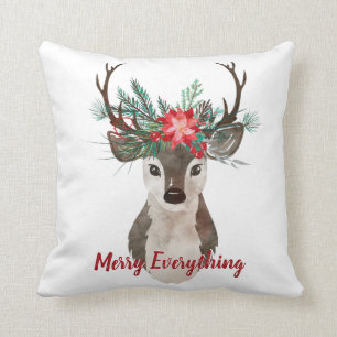 Coussin Joyeux tout aquarelle Deer Antler Bouquet