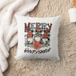 Coussin Joyeux Tout avec de Mignons Gnomes de Noël