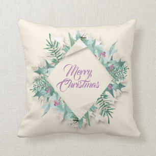 Coussin Joyeux Vacances de Noël Lavender Mint Turquoise
