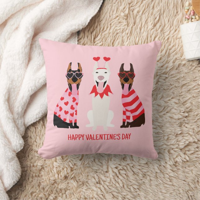 Coussin Joyeux Valentines Day Chiens Dobermann (Couverture)