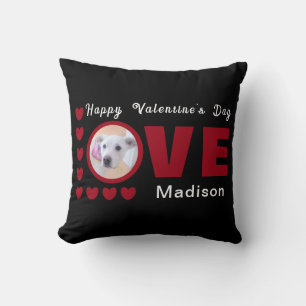 Coussin Joyeux Valentines Jour Chien Love Coeurs Rouge