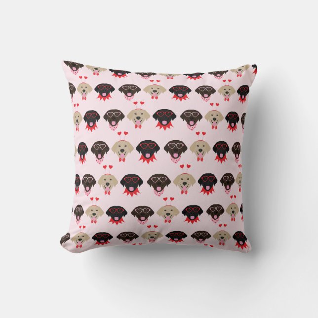 Coussin Joyeux Valentines Labrador Retriever Dogs (Recto)