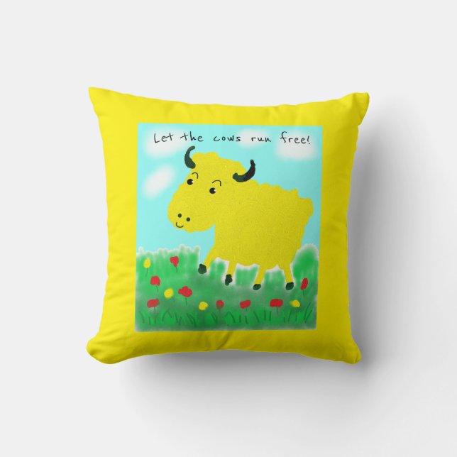 Coussin Joyeux Végan de vache (Recto)